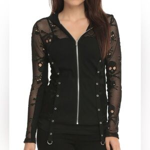 Royal bones skull net hoodie, goth/emo/grungy/biker size small